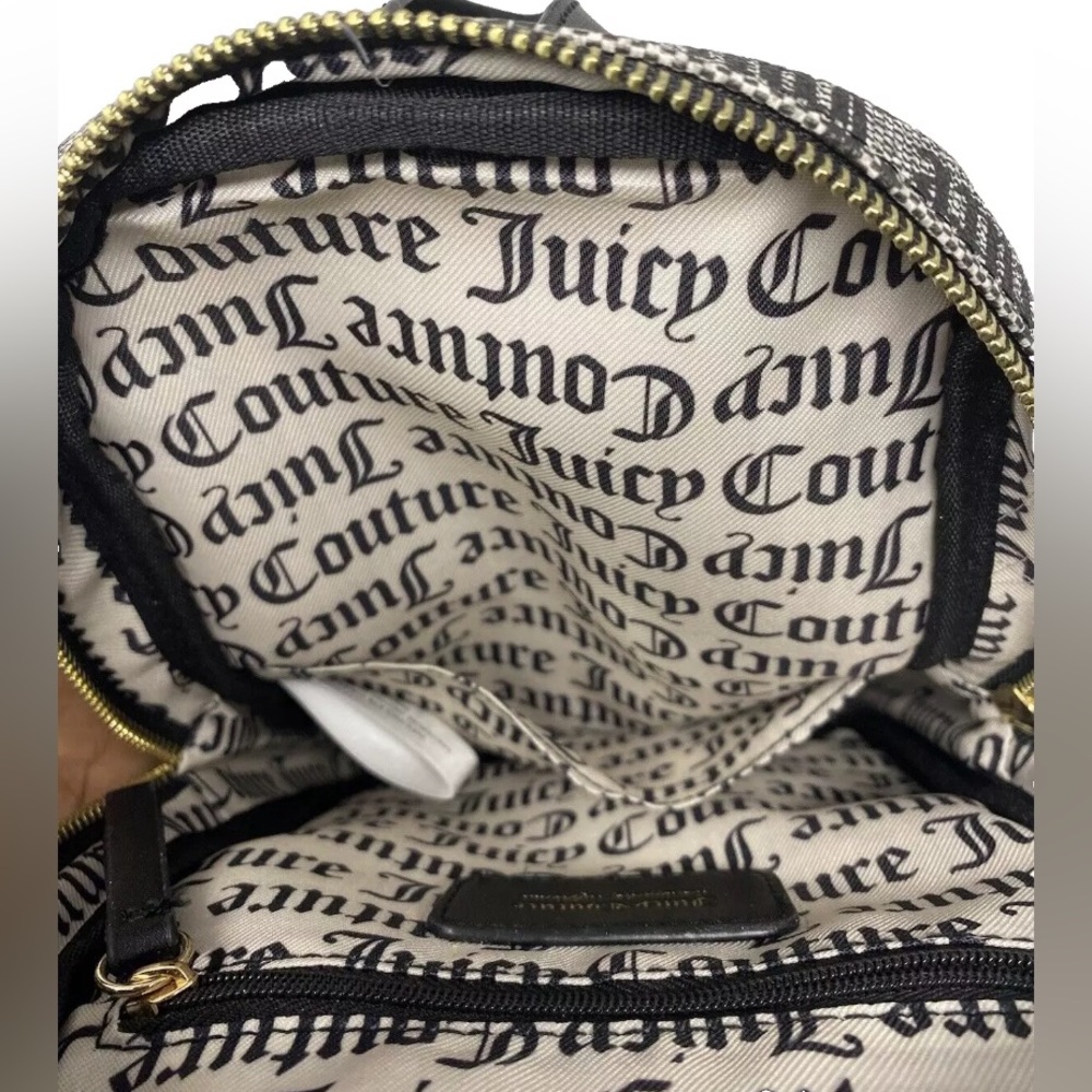 Juicy Couture Status Black Beige Juicy Fruit Sling Backpack Cherry Zipper